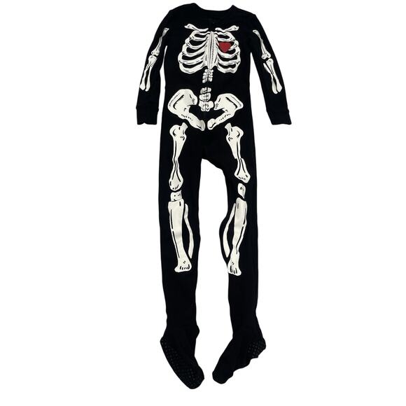 Old Navy One Piece Skeleton PJS Pajamas Size 5T Black - Picture 1 of 3